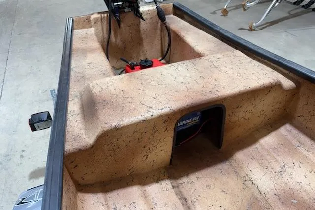 Slide: The Image of 2012 Gheenoe 15'6" Classic boat interior with mariner equipment and textured finish. - 3