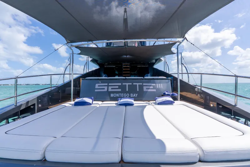 Slide: The Image of Luxurious Palmer Johnson 120 yacht deck with sunbeds, Montego Bay, 2003 model. - 47