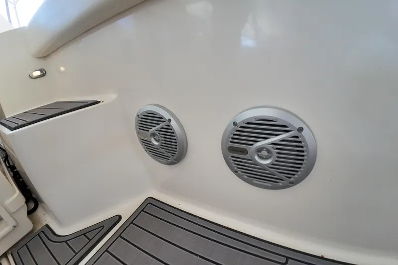 Slide: The Image of Speakers on the deck of a 1999 Tiara Yachts 3500 Express boat. - 194
