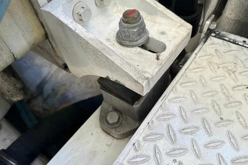 Slide: The Image of Close-up of a 2004 Formula 48 Yacht engine mount and metal flooring. - 71