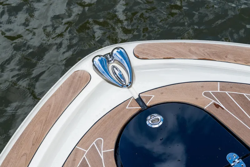 Slide: The Image of 2017 Chris-Craft Corsair 28 Heritage Edition boat with teak deck details. - 22