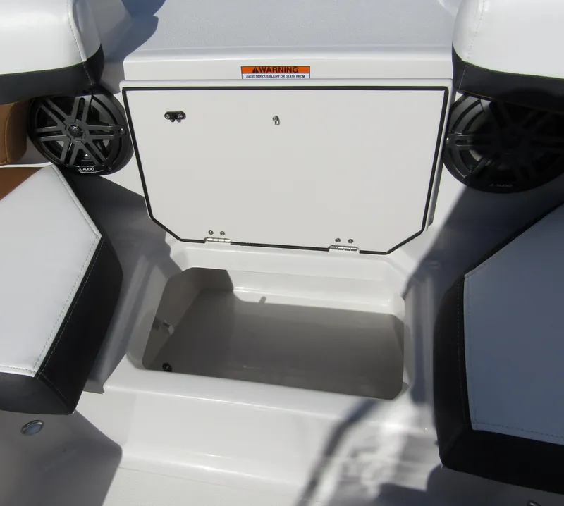 Slide: The Image of 2024 Starcraft SVX 191 OB CC boat storage compartment and seating area. - 13