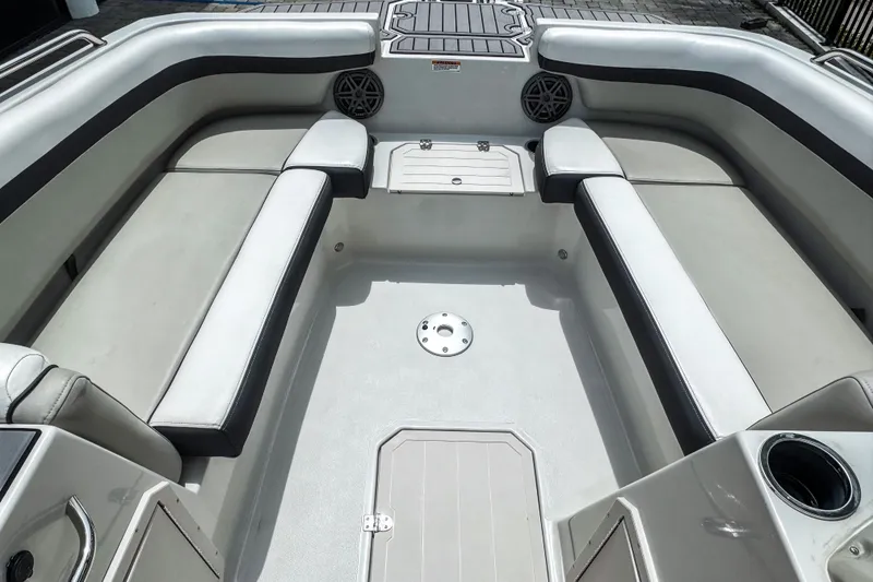 Slide: The Image of 2024 Starcraft SVX 211 OB boat interior with spacious seating and modern design. - 11
