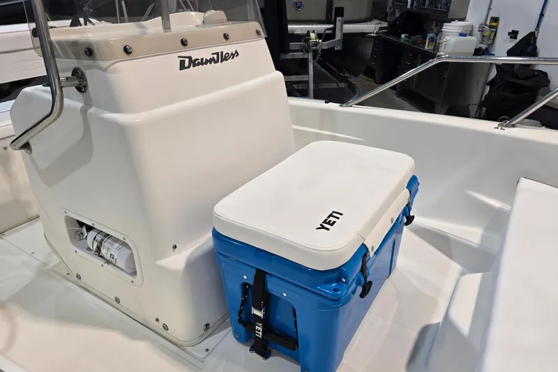 Slide: The Image of 1999 Boston Whaler Dauntless 14 boat interior with Yeti cooler on deck. - 20