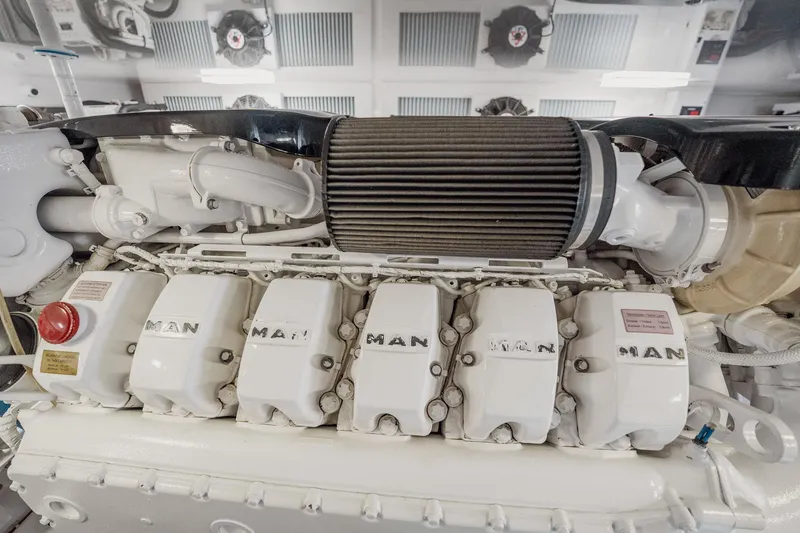 Slide: The Image of Engine of 2021 Viking 54 Convertible yacht, featuring MAN components and advanced engineering. - 91
