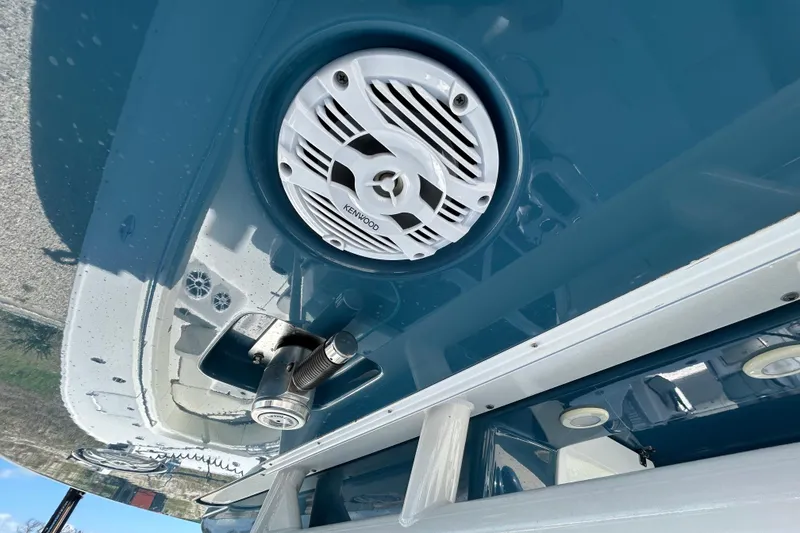 Slide: The Image of 2022 Cape Horn 36 boat with Kenwood speaker and blue hull. - 22