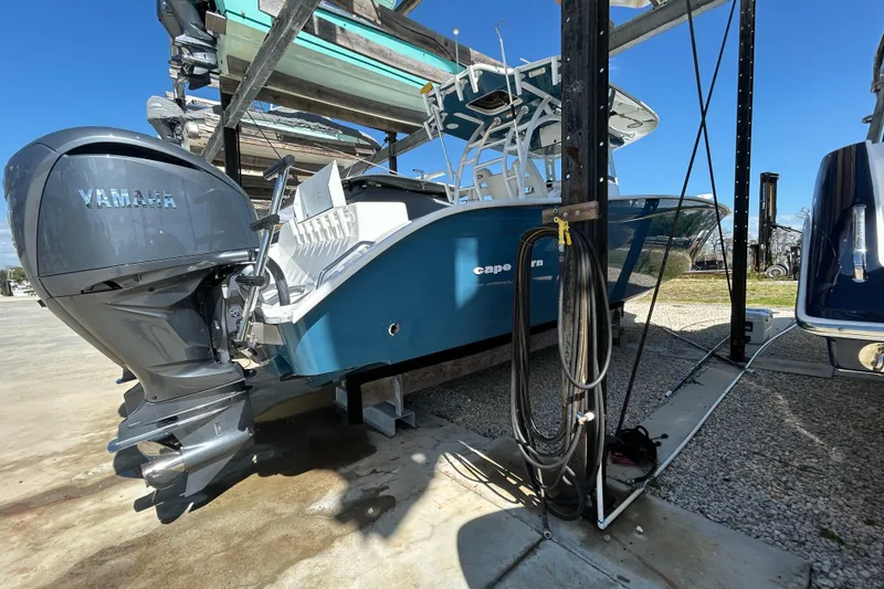 Slide: The Image of 2022 Cape Horn 36 boat with Yamaha engine in storage facility. - 47