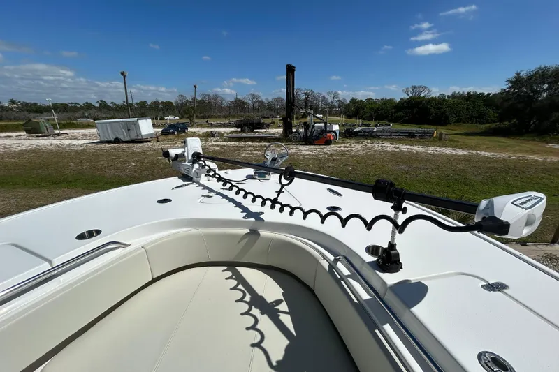 Slide: The Image of 2022 Cape Horn 36 boat deck with mounted equipment under clear blue sky. - 8