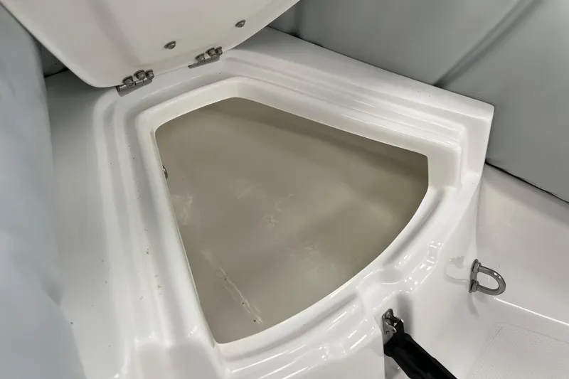 Slide: The Image of 2023 AB Inflatables Mares 12 VSX storage compartment, open and empty. - 11