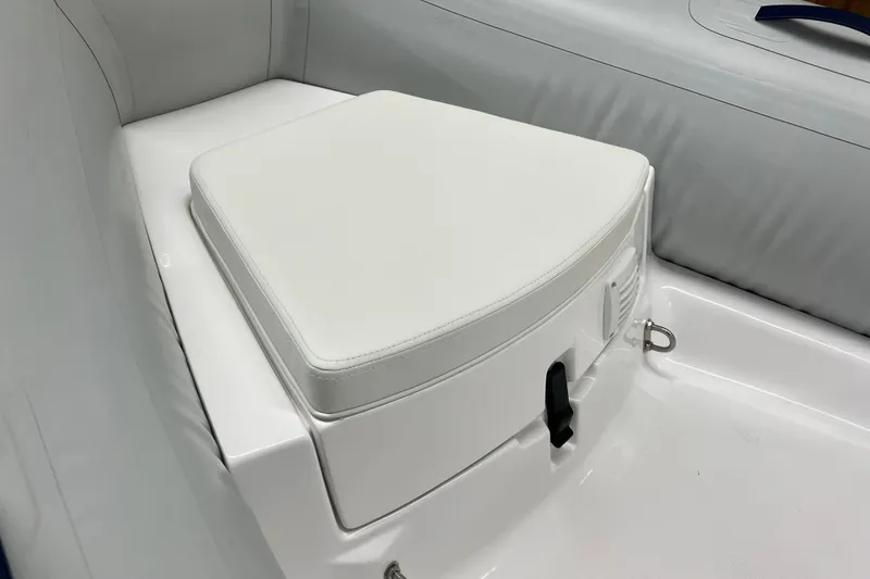 Slide: The Image of 2023 AB Inflatables Mares 11 VSX boat seat detail, featuring white cushioned seating. - 12