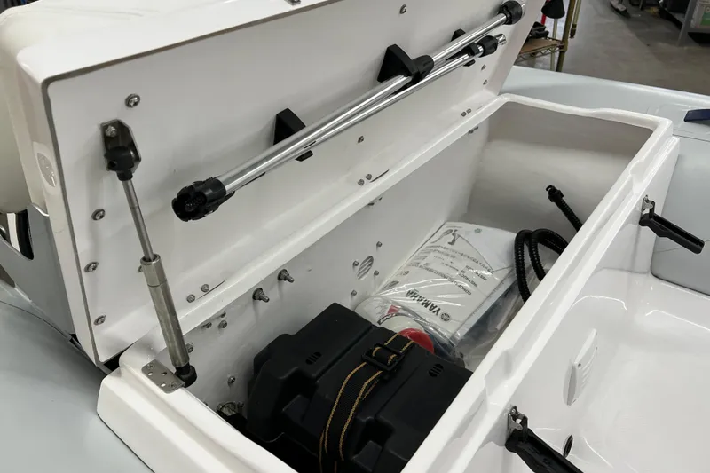 Slide: The Image of 2023 AB Inflatables Mares 11 VSX storage compartment with equipment and accessories. - 7