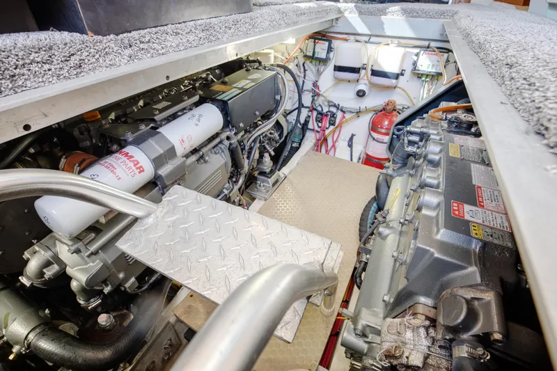 Slide: The Image of Engine room of 2007 Luhrs Tournament 360 Open boat, featuring Yanmar parts and equipment. - 17