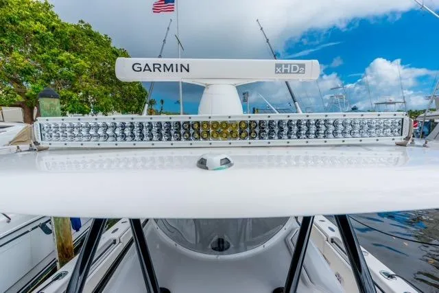 Slide: The Image of 2020 Contender 44 ST boat interior with luxurious seating and advanced navigation systems. - 21