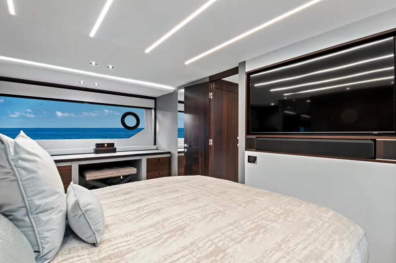 Slide: The Image of Luxurious interior of 2024 Sunseeker 76 Yacht with ocean view and modern amenities. - 68