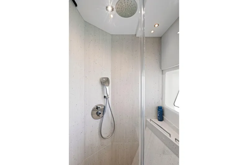 Slide: The Image of Luxurious shower in 2024 Sunseeker 76 Yacht, featuring modern fixtures and elegant design. - 89