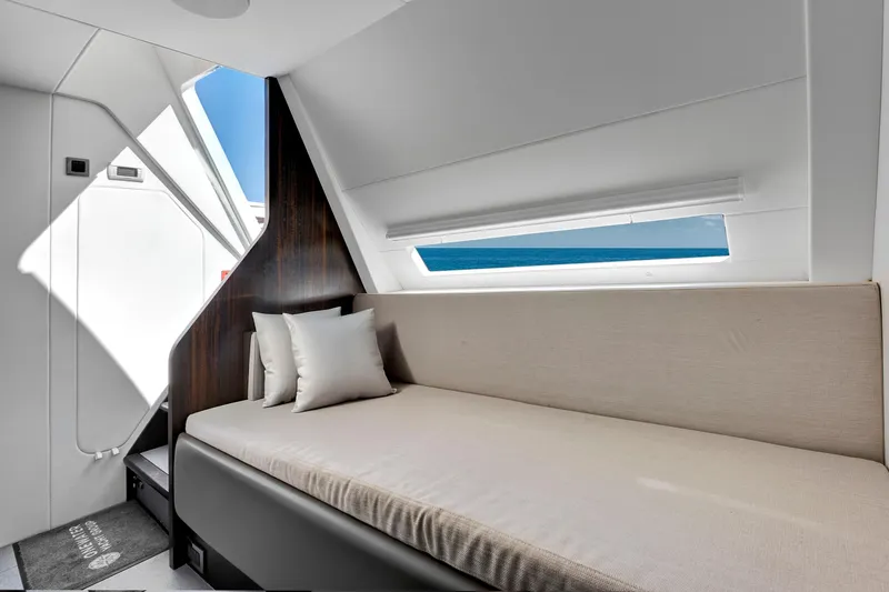 Slide: The Image of Luxurious interior of 2024 Sunseeker 76 Yacht with modern design and ocean view. - 95