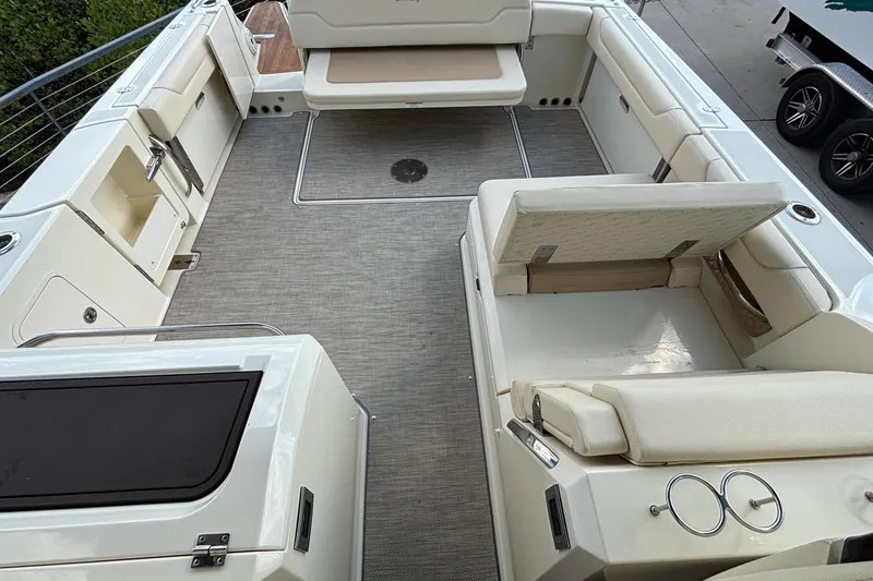 Slide: The Image of 2021 Chris-Craft Calypso 35 boat interior with spacious seating and modern design. - 25