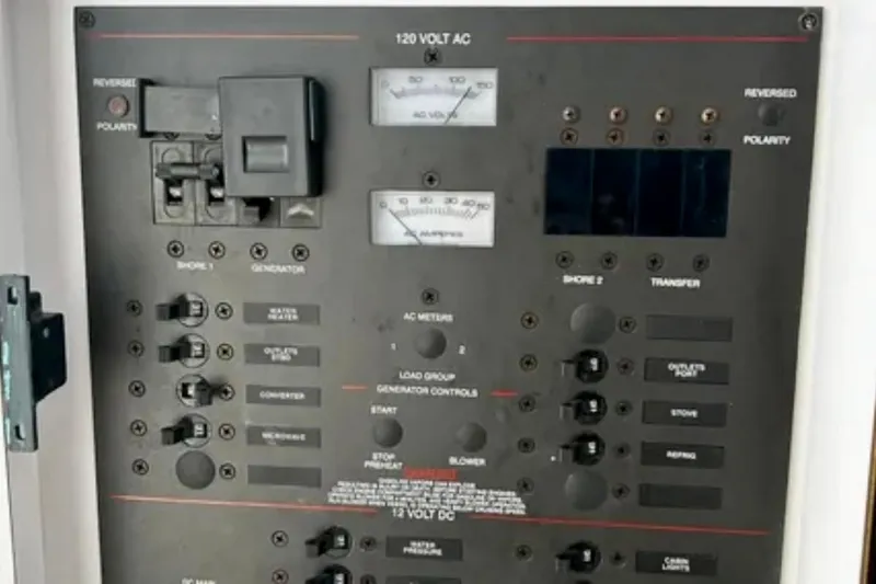 Slide: The Image of Electrical control panel on a 2002 Wellcraft 290 Coastal boat. - 27