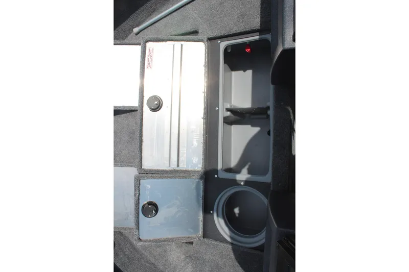 Slide: The Image of 2026 Tracker Pro Guide V-16 WT boat storage compartments and interior layout. - 15