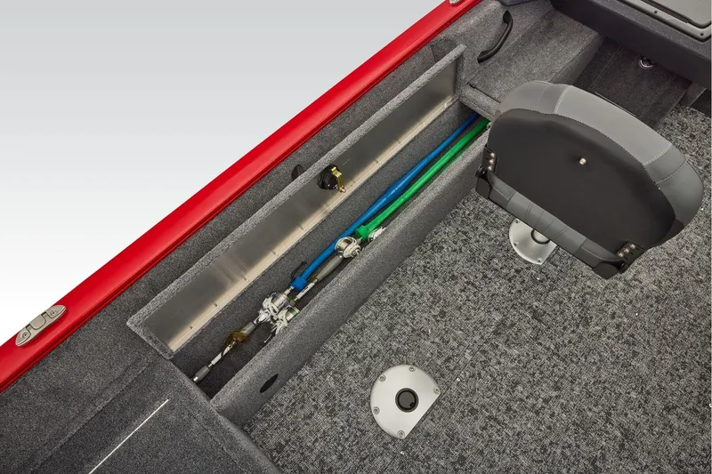 Slide: The Image of Manufacturer Provided Image: 2026 Tracker Pro Guide V-16 WT boat interior with rod storage and seating. - 55