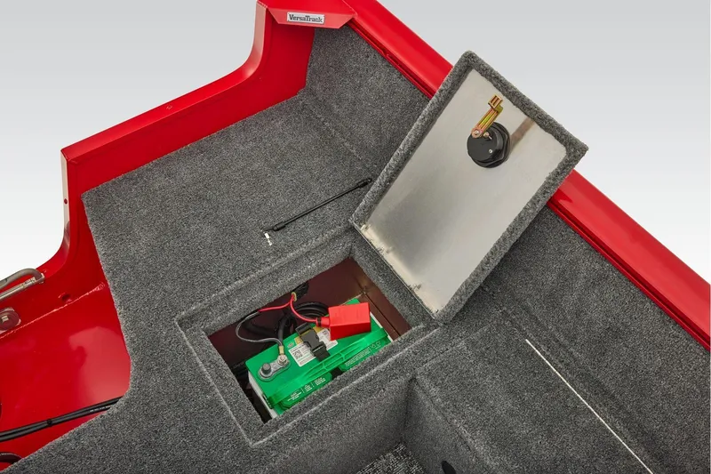 Slide: The Image of Manufacturer Provided Image: 2026 Tracker Pro Guide V-16 WT boat battery compartment with open hatch. - 60