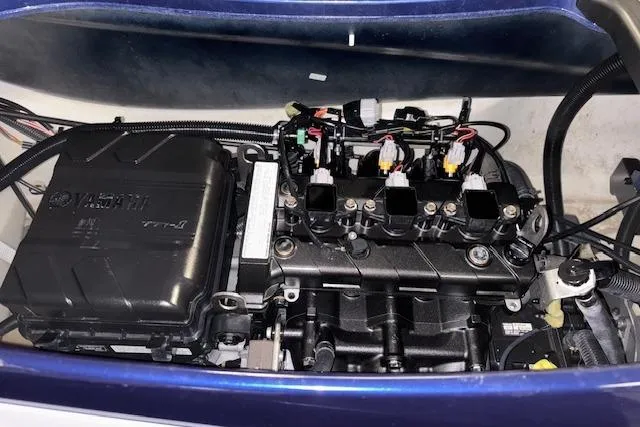 Slide: The Image of Engine compartment of a 2017 Yamaha WaveRunner VX Deluxe, showcasing internal components. - 15