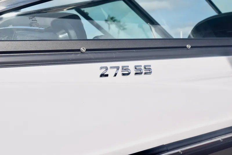 Slide: The Image of 2025 Monterey 275SS Super Sport boat, close-up of model name on hull. - 14