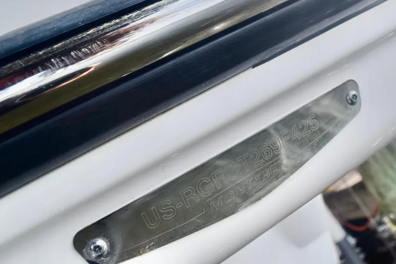 Slide: The Image of 2025 Monterey 275SS Super Sport boat identification plate close-up. - 33