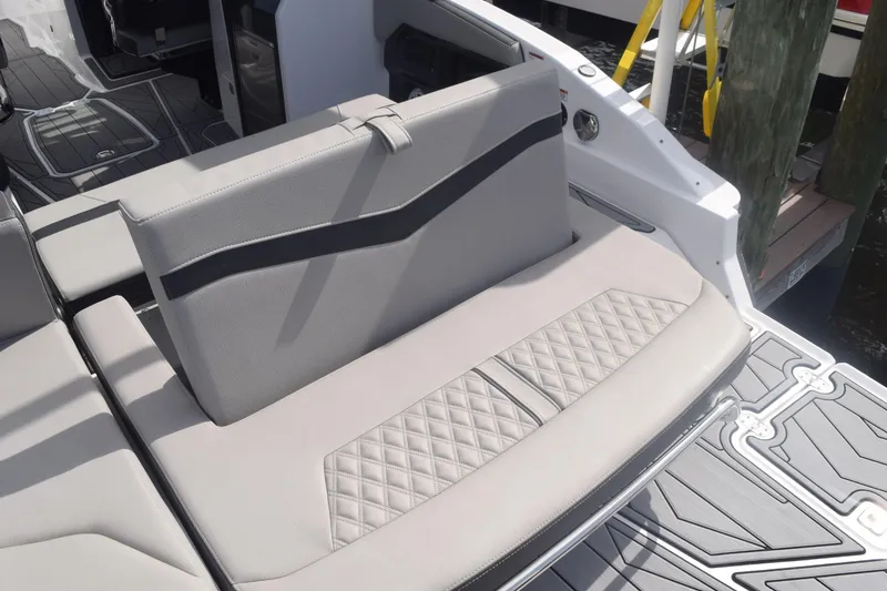 Slide: The Image of 2025 Monterey 275SS Super Sport boat with luxurious seating and modern design. - 43