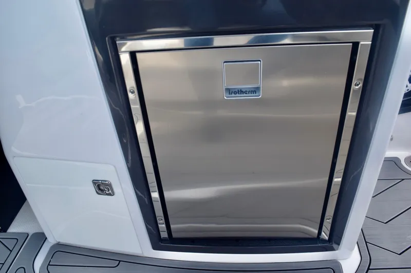 Slide: The Image of Stainless steel Isotherm fridge on 2025 Monterey 275SS Super Sport boat. - 49
