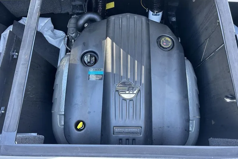 Slide: The Image of 2024 Malibu Wakesetter 22 LSV engine compartment showcasing Monsoon engine. - 6