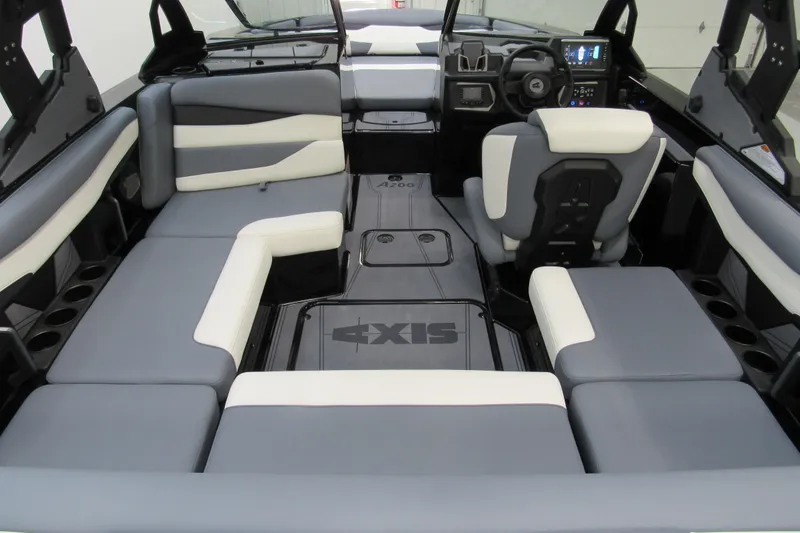 Slide: The Image of 2026 Axis A200 boat interior with modern seating and dashboard design. - 4