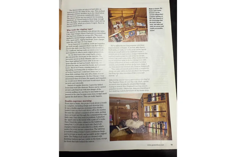 Slide: The Image of Page from a magazine featuring a Catalina 36 MkII, 2006, with text and images of boat interiors. - 10