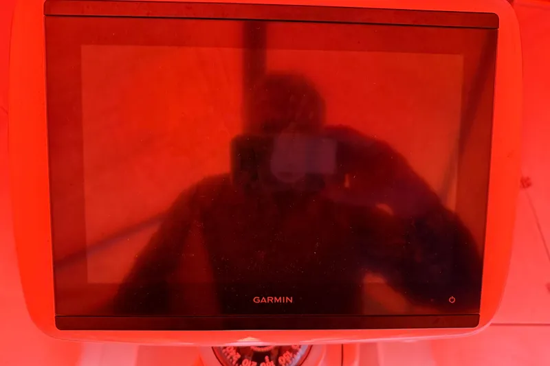 Slide: The Image of Garmin display on 2006 Catalina 36 MkII sailboat, red lighting. - 21