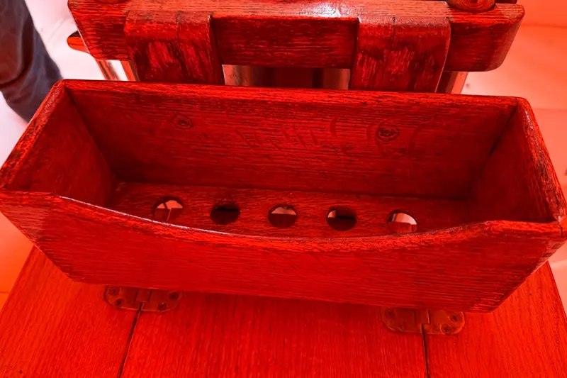 Slide: The Image of Wooden storage compartment on a 2006 Catalina 36 MkII sailboat. - 34