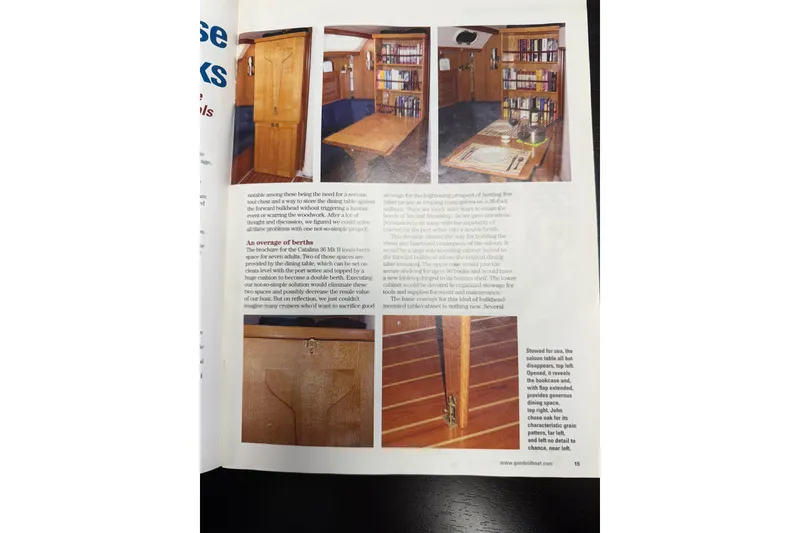 Slide: The Image of Interior of 2006 Catalina 36 MkII sailboat with dining area and storage solutions. - 6