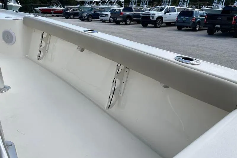 Slide: The Image of Trailer for 2024 Key West 210 Bay Reef boat in parking lot. - 44