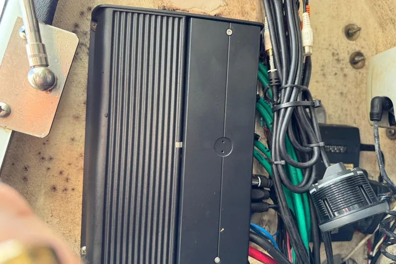 Slide: The Image of Electrical wiring and components inside a 2017 Yellowfin 24 Bay CE boat. - 26