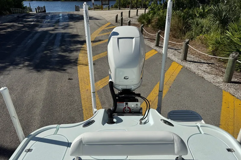 Slide: The Image of 2017 Yellowfin 24 Bay CE boat at a boat ramp, ready for launch. - 4