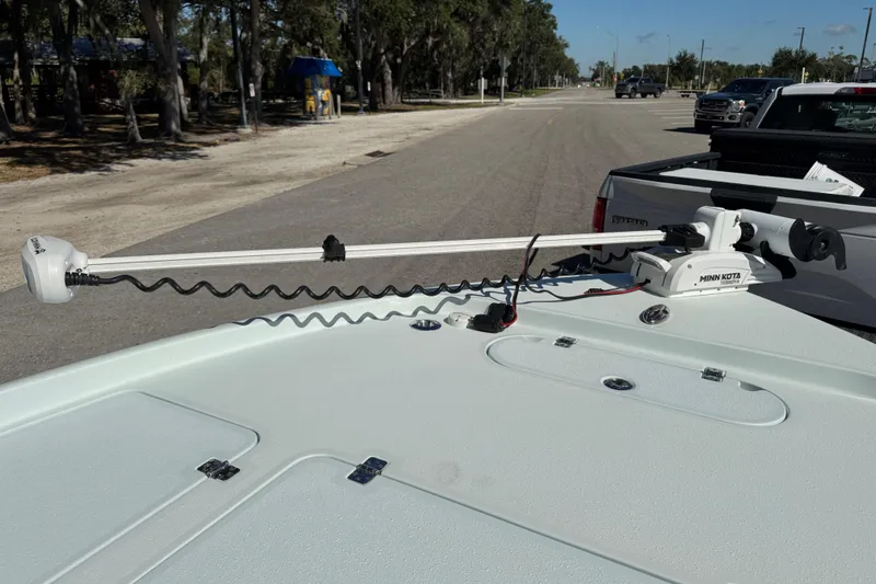 Slide: The Image of 2017 Yellowfin 24 Bay CE boat with Minn Kota trolling motor on deck. - 41