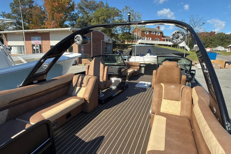 Slide: The Image of 2024 Premier Supersport boat interior with luxurious seating and modern design. - 4