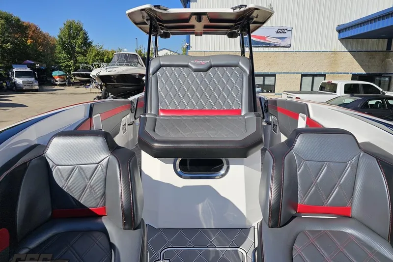 Slide: The Image of 2020 Sunsation 32 CCX boat interior with stylish seating and modern design. - 109