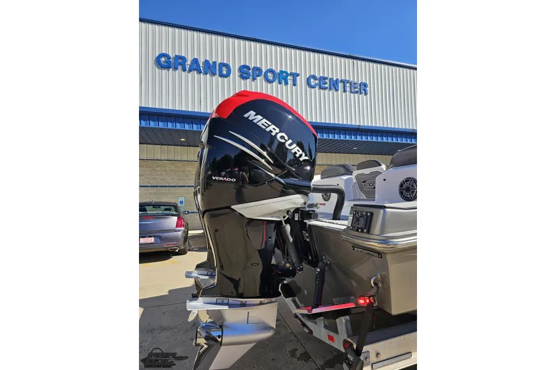 Slide: The Image of 2020 Sunsation 32 CCX boat with Mercury Verado engine at Grand Sport Center. - 11