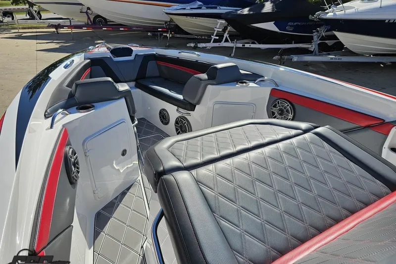 Slide: The Image of 2020 Sunsation 32 CCX boat interior with luxurious seating and modern design. - 113