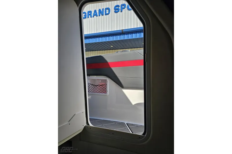 Slide: The Image of Interior view of 2020 Sunsation 32 CCX boat, showing door and exterior details. - 124