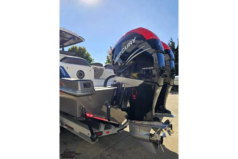 Slide: The Image of 2020 Sunsation 32 CCX boat with dual Mercury Verado outboard engines. - 36