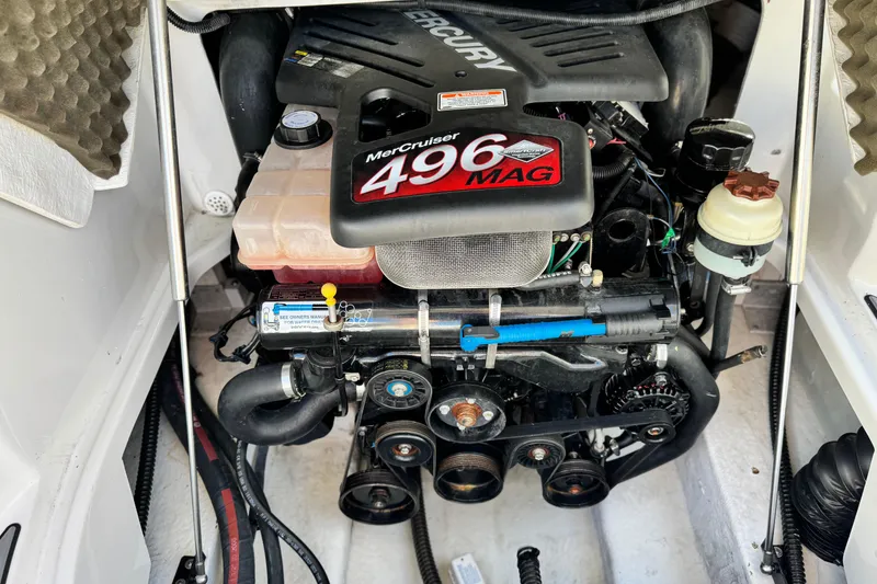 Slide: The Image of Engine compartment of a 2006 Crownline 260 EX with MerCruiser 496 MAG engine. - 24