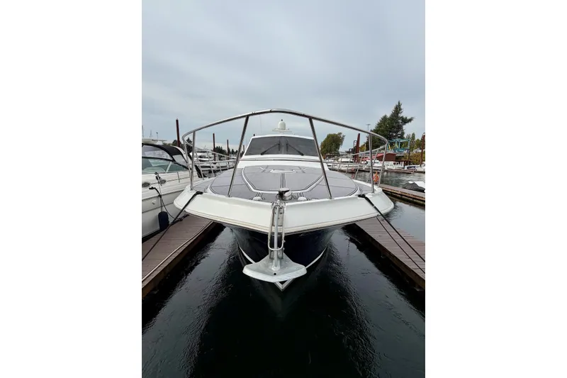 Slide: The Image of 2009 Navigator California 50 Veneti yacht docked at marina, front view. - 3