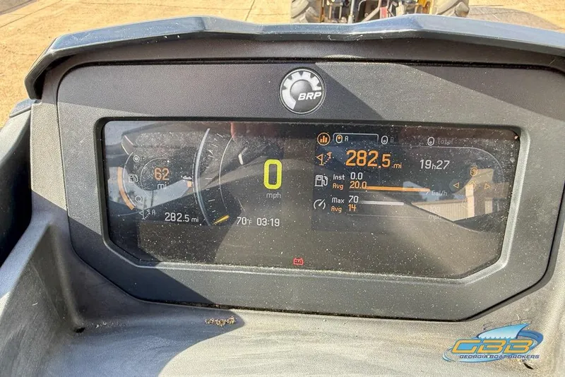 Slide: The Image of Dashboard of a 2021 Sea-Doo RXT-X 300 showing mileage and speed details. - 10