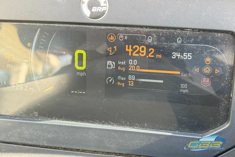 Slide: The Image of Dashboard of a 2023 Sea-Doo RXT-X 300 showing speed, mileage, and fuel consumption. - 4